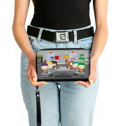 PU Zip Around Wallet Rectangle - South Park Boys Group Cafeteria Table Scene