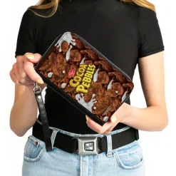 PU Zip Around Wallet Rectangle - POST COCOA PEBBLES Logo and Vivid Cereal Browns