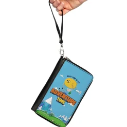 PU Zip Around Wallet Rectangle - ADVENTURE TIME Jake and Finn WHAT TIME IS IT Flying Pose Blue