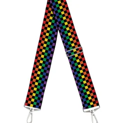 Purse Strap - Checker Black Rainbow Multi Color