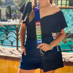 Purse Strap - EQUALITY Blocks Rainbow Blue White