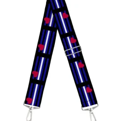 Purse Strap - Flag Leather Black Blue Red White