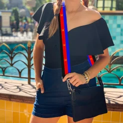 Purse Strap - Flag Polyamorous Pi Symbol Blue Red Black Yellow