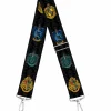 Purse Strap - Hogwarts & 4-House Crests Filigree Black Gray