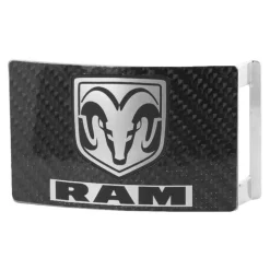 Ram Head Text Rock Star Buckle - Marquetry Carbon Fiber Brushed Metal