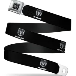 Ram Seatbelt Belt - Ram Black/Silver Logo REPEAT Webbing