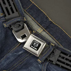 Ram Seatbelt Belt - Ram Logo Americana Stripes Weathered Gray/Black Webbing