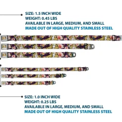 Rapunzel Sketch Full Color Seatbelt Buckle Collar - Rapunzel Poses/Floral Collage Sketch Purple