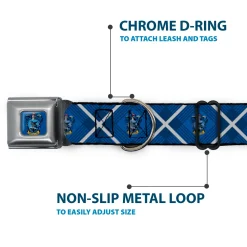 RAVENCLAW Crest Full Color Blue Seatbelt Buckle Collar - Harry Potter Ravenclaw Crest Plaid Blues/Gray