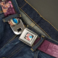 Ren & Stimpy Pose Full Color Black Seatbelt Belt - REN & STIMPY Poses Text Purples Webbing