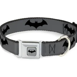 Retro Bat Logo Full Color Gray/Black Seatbelt Buckle Collar - Retro Bat Logo Gray/Black