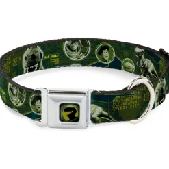 Rex Silhouette Full Colot Black Blue Green Seatbelt Buckle Collar - Buzz Poses/Stars LIKE A BUZZ