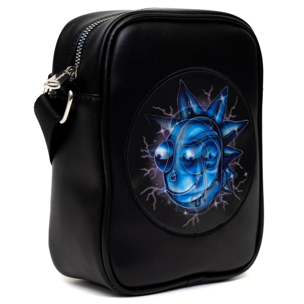 Rick and Morty Bag, Cross Body, Rick and Morty Lenticular Face Expression Applique, Vegan Leather