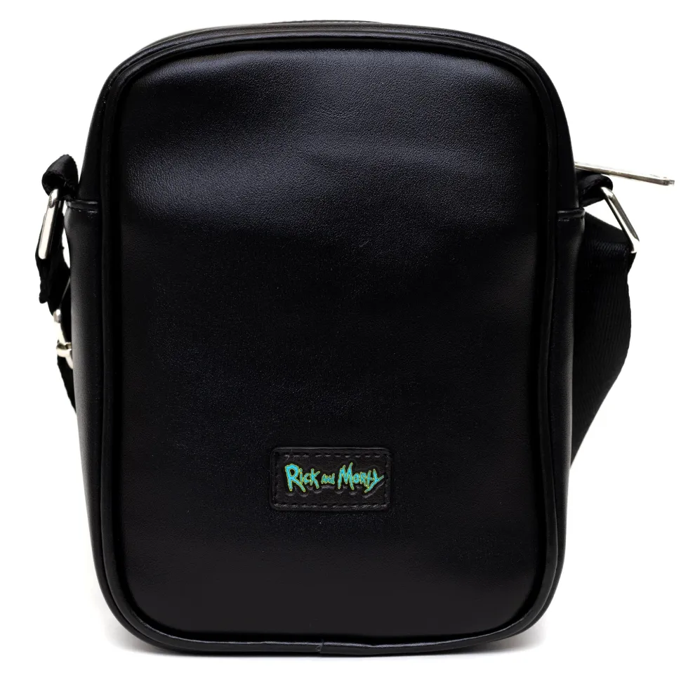 Rick and Morty Bag, Cross Body, Rick and Morty Lenticular Face Expression Applique, Vegan Leather