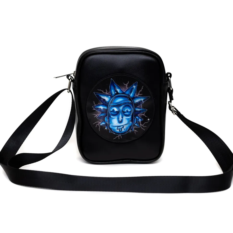 Rick and Morty Bag, Cross Body, Rick and Morty Lenticular Face Expression Applique, Vegan Leather