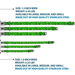 Riddler "?" Black Silver Seatbelt Buckle Collar - Question Mark Scattered Lime Green/Black