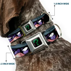Riddler "?" Black/Green Seatbelt Buckle Collar - THE RIDDLER/Face CLOSE-UP Black/Green