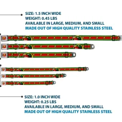 Robin "R" Logo Full Color Red/Black/Yellow Seatbelt Buckle Collar - Robin Action Pose/"R" Logo Stripe Green/Yellow/Red/Black