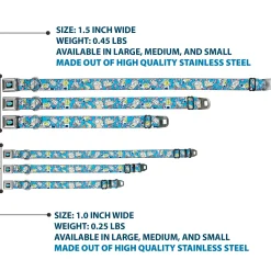 ROCKO'S MODERN LIFE Logo Full Color Black/Blues Seatbelt Buckle Collar - Rocko & Spunky Scattered Expressions/Triangles Blue/Lavender