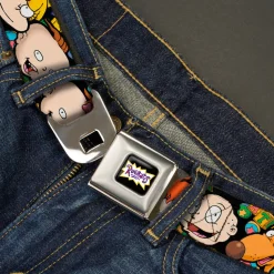 RUGRATS Logo Full Color Seatbelt Belt - Rugrats Character Faces CLOSE-UP Webbing