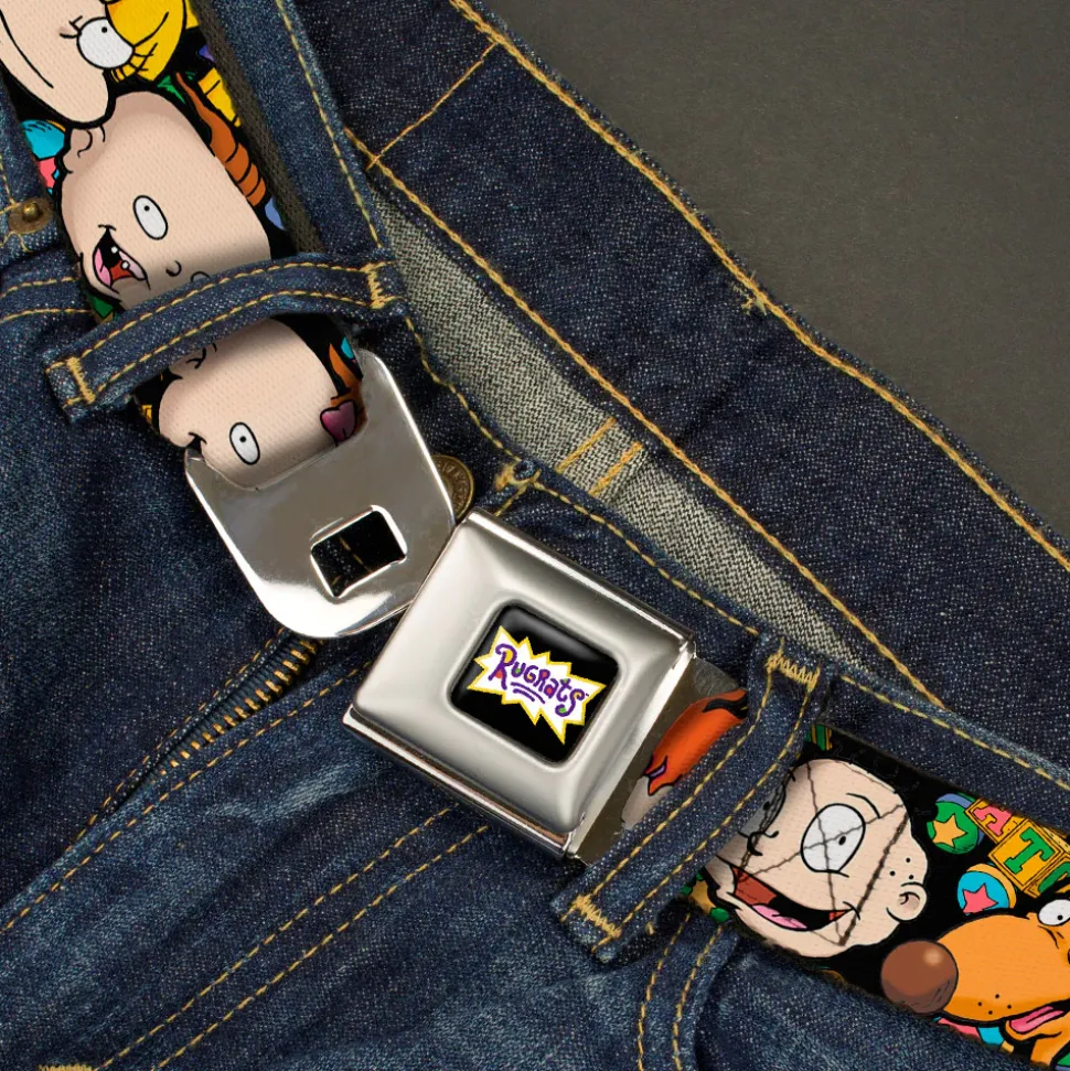 RUGRATS Logo Full Color Seatbelt Belt - Rugrats Character Faces CLOSE-UP Webbing