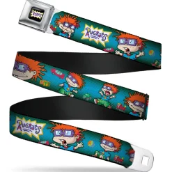 RUGRATS Logo Full Color Seatbelt Belt - RUGRATS Chuckie Poses Webbing