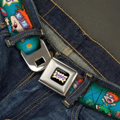 RUGRATS Logo Full Color Seatbelt Belt - RUGRATS Chuckie Poses Webbing