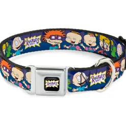 RUGRATS Logo Full Color Seatbelt Buckle Collar - RUGRATS Group Pose2 w/Reptar