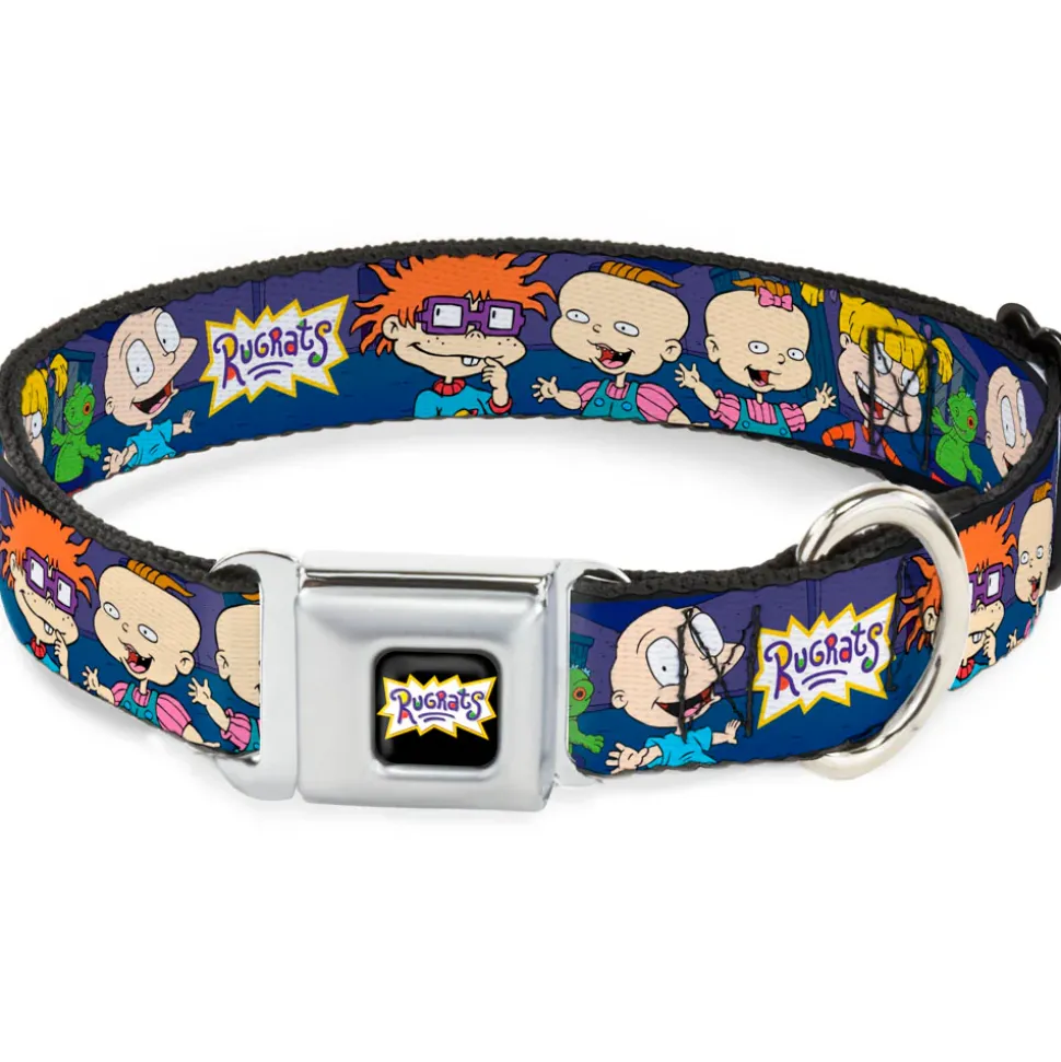 RUGRATS Logo Full Color Seatbelt Buckle Collar - RUGRATS Group Pose2 w/Reptar