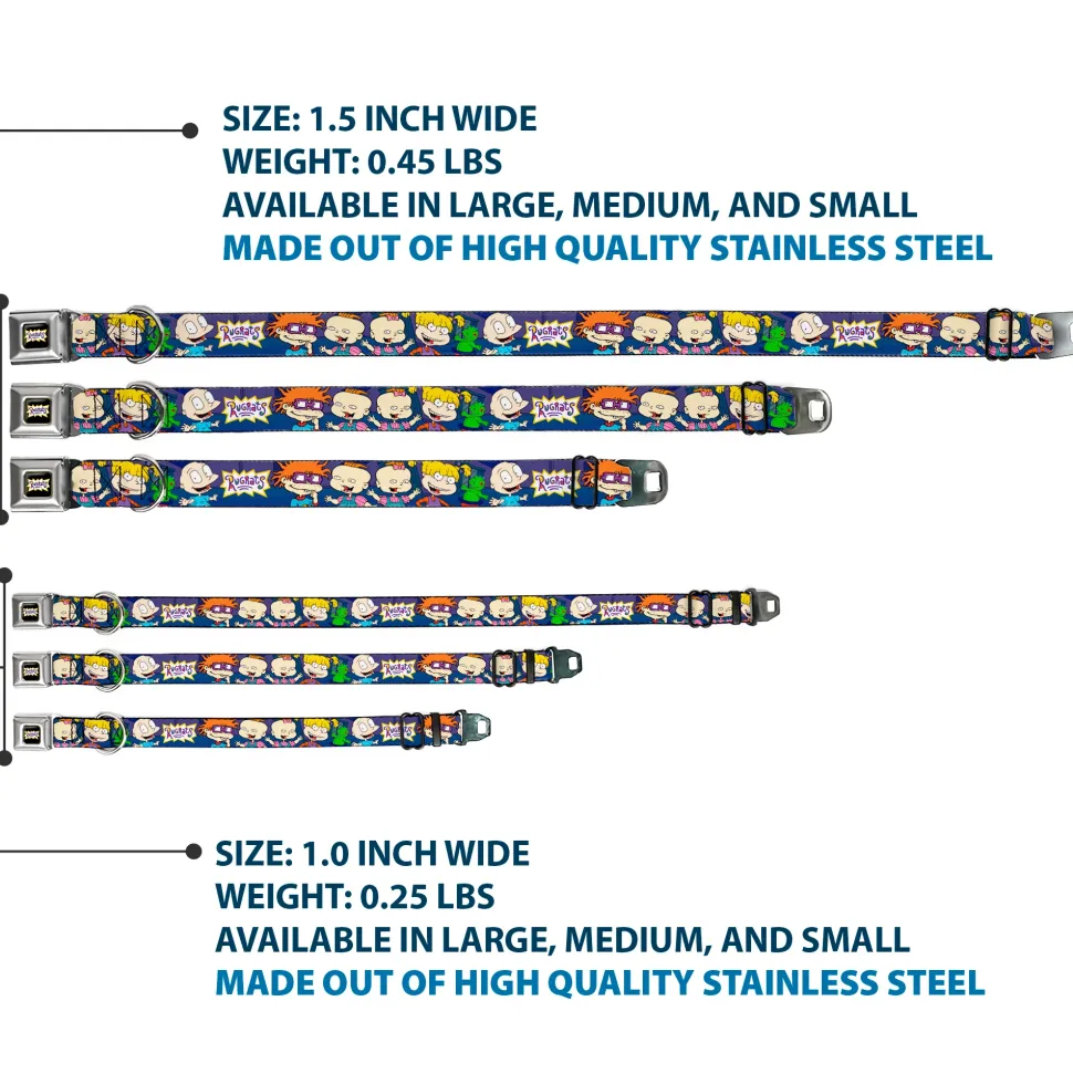 RUGRATS Logo Full Color Seatbelt Buckle Collar - RUGRATS Group Pose2 w/Reptar