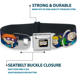 RUGRATS Logo Full Color Seatbelt Buckle Collar - RUGRATS Group Pose2 w/Reptar