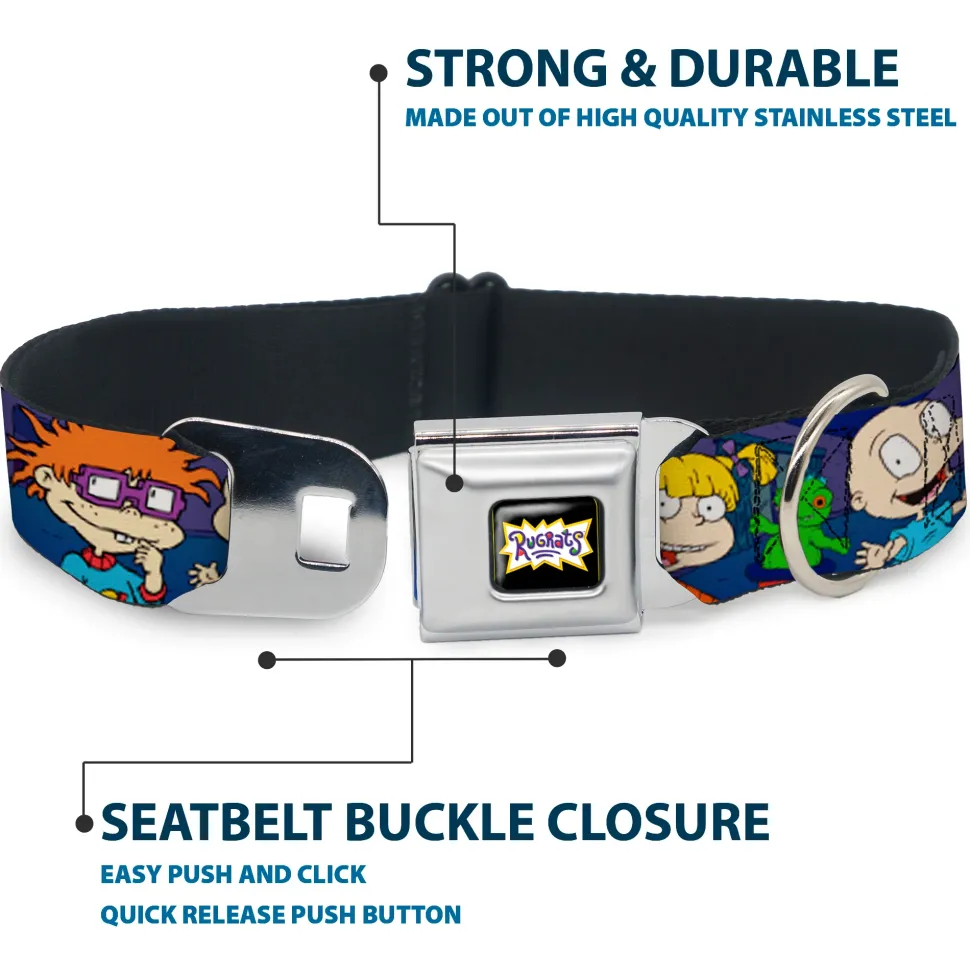 RUGRATS Logo Full Color Seatbelt Buckle Collar - RUGRATS Group Pose2 w/Reptar