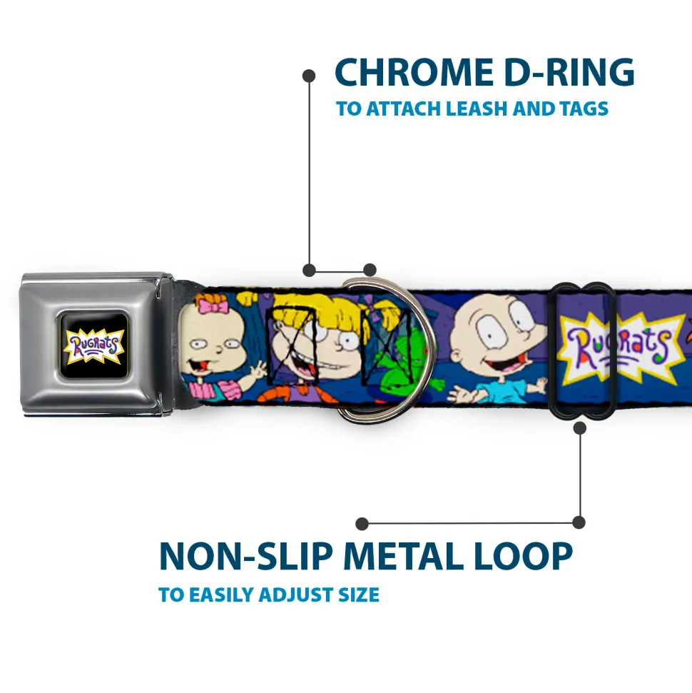RUGRATS Logo Full Color Seatbelt Buckle Collar - RUGRATS Group Pose2 w/Reptar