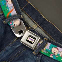 RUGRATS Logo Full Color Seatbelt Belt - RUGRATS Lil & Phil Outdoor Poses Webbing