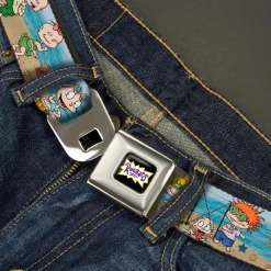 RUGRATS Logo Full Color Seatbelt Belt - Rugrats Beach Play Scene Webbing