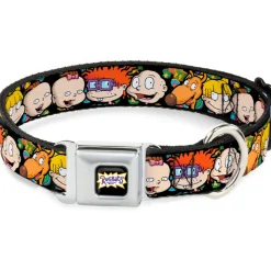 RUGRATS Logo Full Color Seatbelt Buckle Collar - Rugrats Character Faces CLOSE-UP