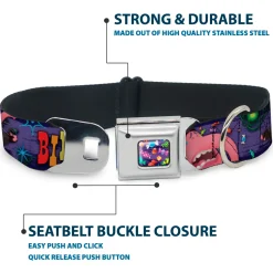 Scattered Candy Full Color Purples Seatbelt Buckle Collar - BING BONG Poses/Candy Purples/Multi Color
