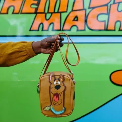 Scooby Doo Bag, Cross Body, Scooby Doo Smiling Face and Spots, Brown, Vegan Leather