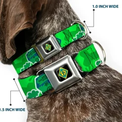 Scooby Doo Dog Tag Full Color Seatbelt Buckle Collar - Scooby Doo Mystery Machine/Dog Tag Collage Greens/Blues