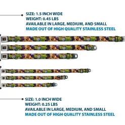 Scooby Doo Face Full Color Black Seatbelt Buckle Collar - Scooby & Shaggy Hugging w/Werewolf Man Purple