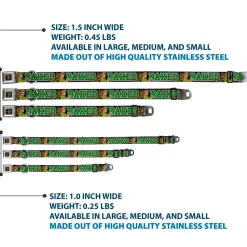 Scooby Doo Face Full Color Black Seatbelt Buckle Collar - Scooby Doo & Shaggy Pose/BAKED Black/Green