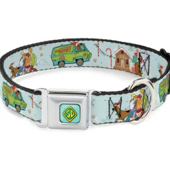 Scooby Doo SD Dog Tag Baby Blue Seatbelt Buckle Collar - Scooby Doo Holiday Scenes and Icons Baby Blue