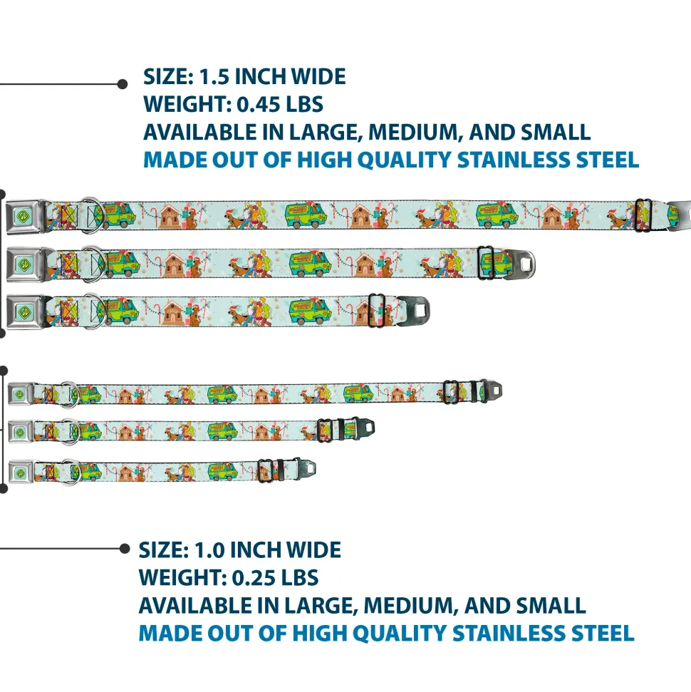 Scooby Doo SD Dog Tag Baby Blue Seatbelt Buckle Collar - Scooby Doo Holiday Scenes and Icons Baby Blue