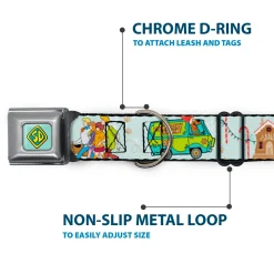 Scooby Doo SD Dog Tag Baby Blue Seatbelt Buckle Collar - Scooby Doo Holiday Scenes and Icons Baby Blue