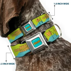 SCOOBY DOO! Text Logo Full Color Aqua/Orange Seatbelt Buckle Collar - Scooby Doo THE MYSTERY MACHINE Paint Job Green/Aqua/Orange