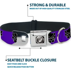 Seatbelt Buckle Collar - Black Panther Avengers Icon Purple/White/Black