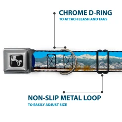 Seatbelt Buckle Collar - Colorado Mount Evans Vivid Landscape/Colorado Flag Icon