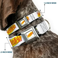 SEINFELD Spotlight Logo Full Color White/Yellow/Red Seatbelt Buckle Collar - SEINFELD Spotlight Logo White/Yellow/Red