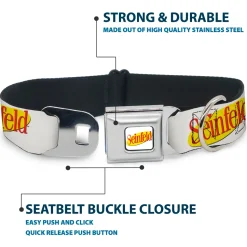 SEINFELD Spotlight Logo Full Color White/Yellow/Red Seatbelt Buckle Collar - SEINFELD Spotlight Logo White/Yellow/Red