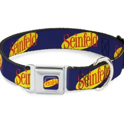 SEINFELD Spotlight Logo Full Color Navy/Yellow/Red Seatbelt Buckle Collar - SEINFELD Spotlight Logo Navy/Yellow/Red